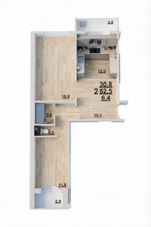 2-к кв. Ульяновская область, Ульяновск ул. Нахимова, 23 (62.8 м) - Фото 2