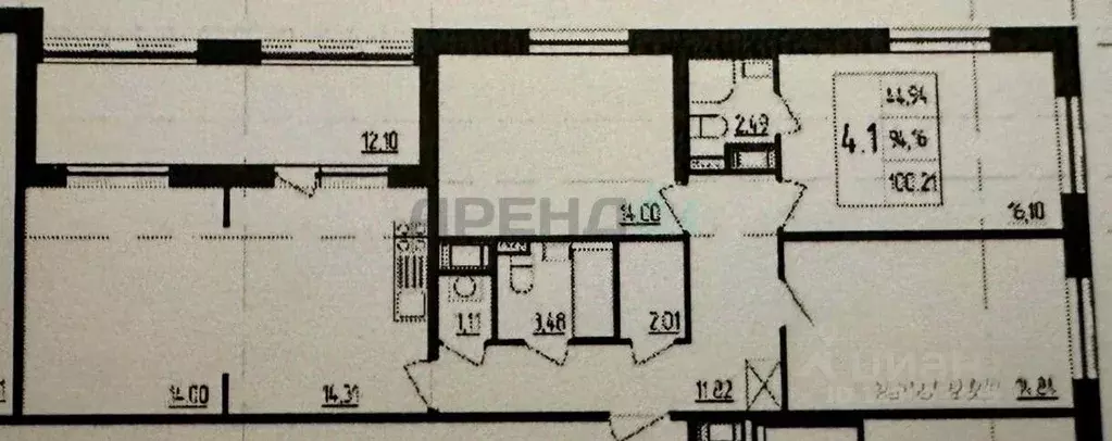 3-к кв. Санкт-Петербург дор. Торфяная, 13 (100.0 м) - Фото 2