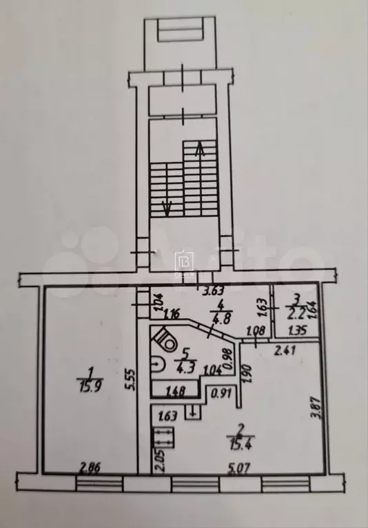 1-к. квартира, 42,6 м, 1/5 эт. - Фото 0