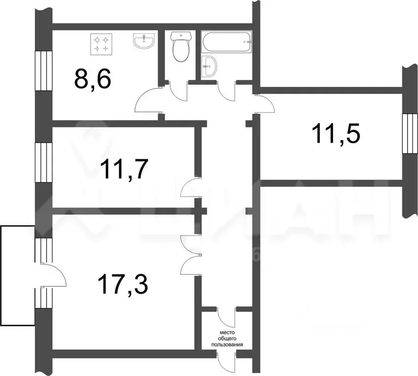 3-к кв. Красноярский край, Красноярск ул. Менжинского, 24 (69.0 м) - Фото 1