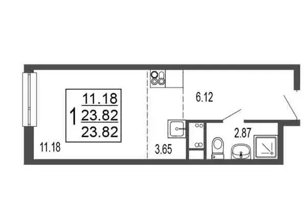 Квартира-студия: Лыткарино, 6-й микрорайон, 15Г (23.82 м) - Фото 0