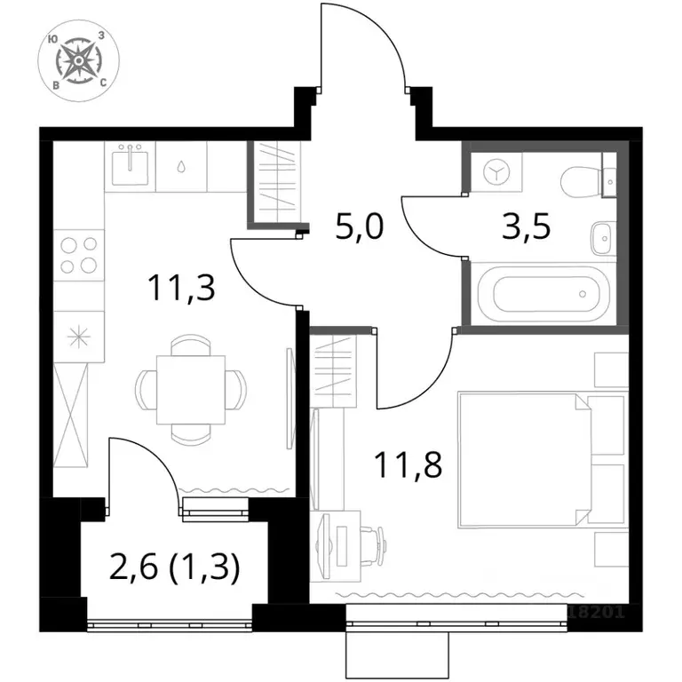 1-к кв. Московская область, Химки Подрезково мкр, 1-й Шереметьевский ... - Фото 2