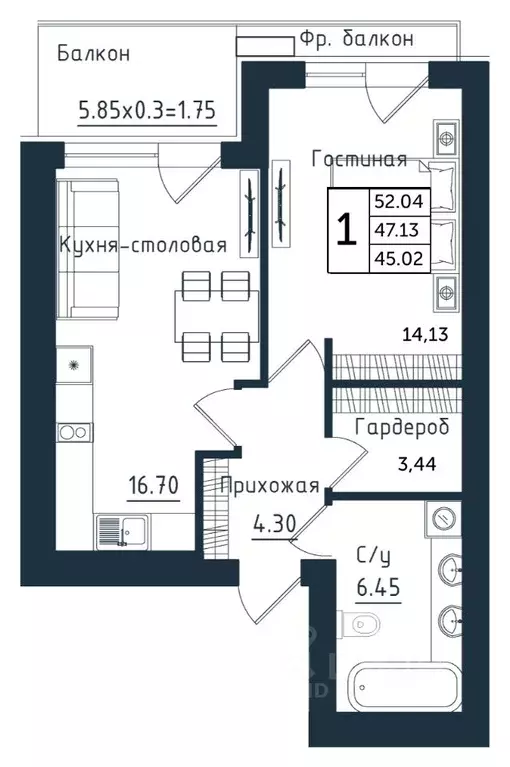 1-к кв. Калининградская область, Янтарный пгт Янтарные Сезоны жилой ... - Фото 1