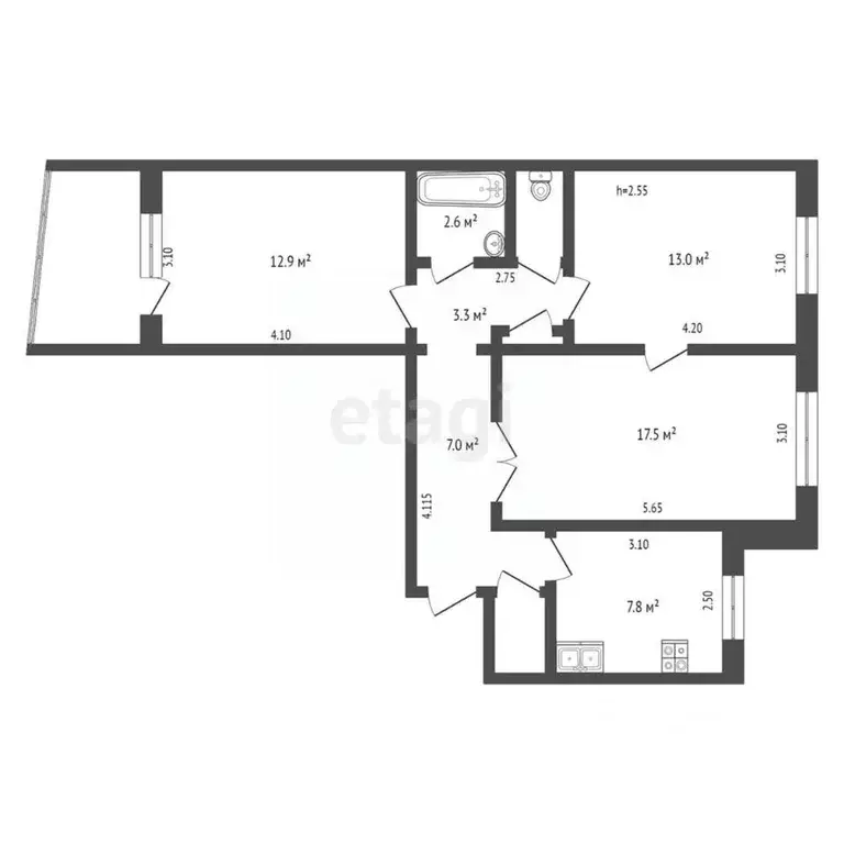 3-к кв. Хабаровский край, Хабаровск ул. Уборевича, 68 (66.3 м) - Фото 1