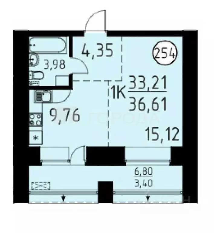 1-к кв. Томская область, Томский район, д. Кисловка, Левобережный мкр ... - Фото 1