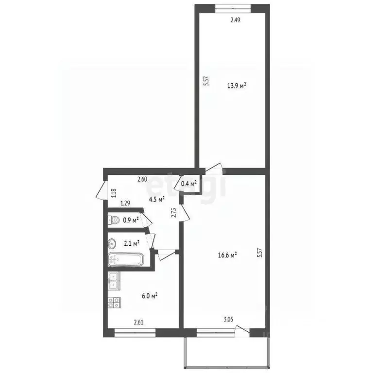 2-к кв. Крым, Судак ул. Мичурина, 4 (44.8 м) - Фото 1