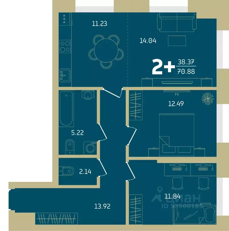 2-к кв. Башкортостан, Уфа Революционная ул., 39/4 (70.88 м) - Фото 1