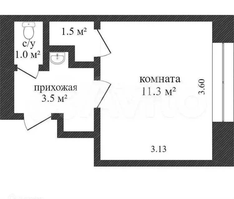 1-к. квартира, 18,4 м, 4/5 эт. - Фото 0