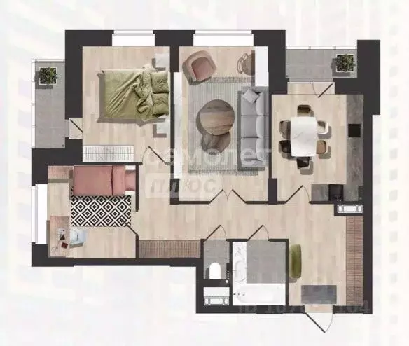 3-к кв. Липецкая область, Липецк Московская ул., 159к2 (77.0 м) - Фото 2