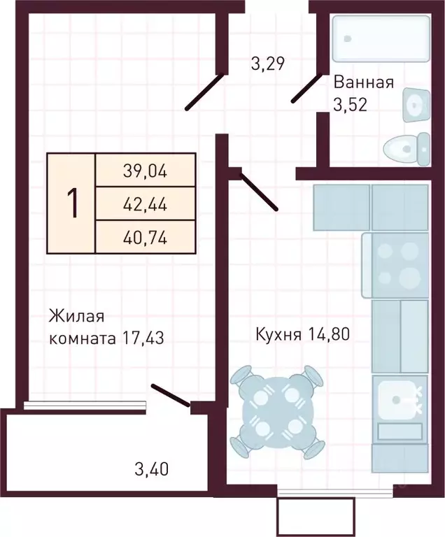 1-к кв. Чувашия, Новочебоксарск Советская ул., поз1 (40.74 м) - Фото 1