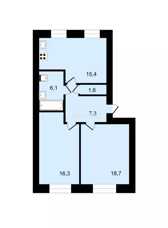 2-к кв. Нижегородская область, Нижний Новгород просп. Ильича, 34 (65.4 ... - Фото 1