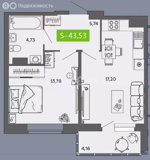 2-комнатная квартира: Северодвинск, улица Мира, 5 (43.53 м) - Фото 0