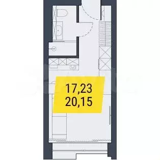 Апартаменты-студия, 20,2 м, 28/32 эт. - Фото 0