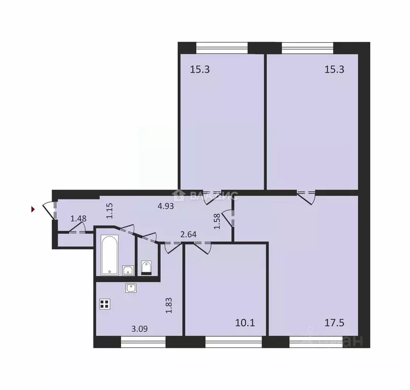 4-к кв. Санкт-Петербург Софийская ул., 30К1 (77.5 м) - Фото 1