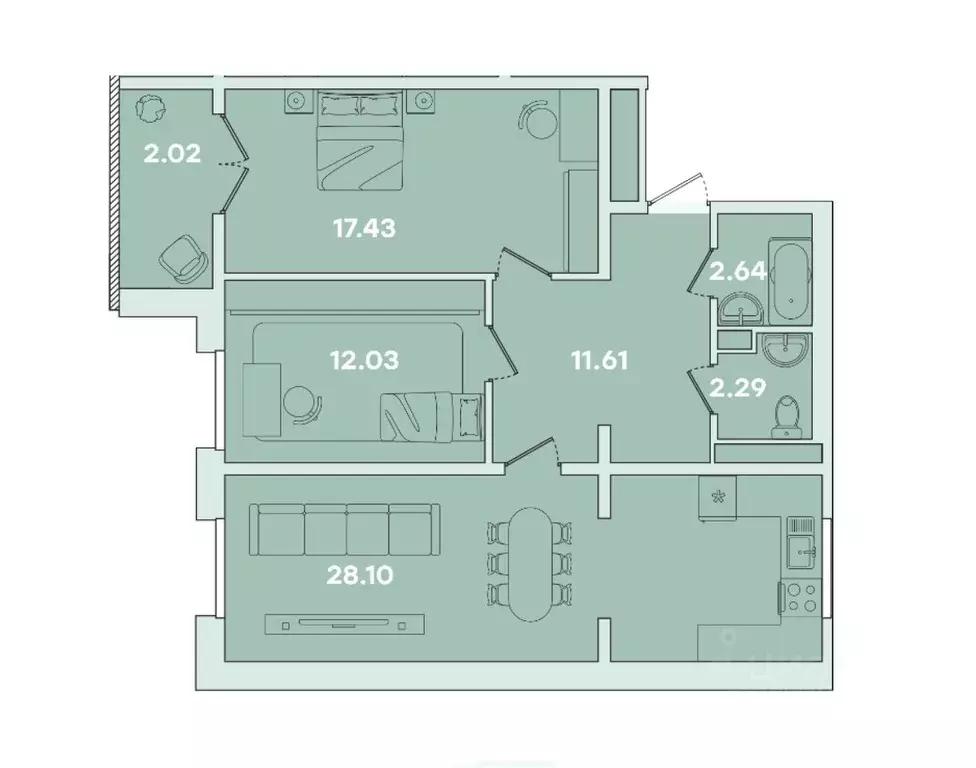 2-к кв. Иркутская область, Иркутск ул. Петрова, 16 (80.83 м) - Фото 0