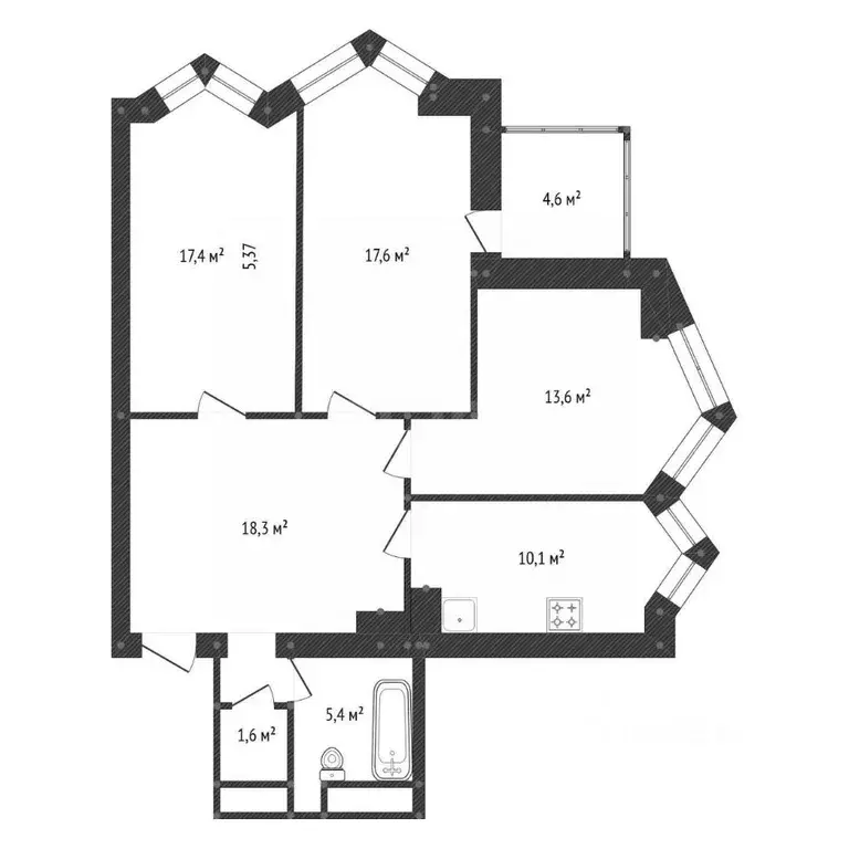 3-к кв. Башкортостан, Уфа Бакалинская ул., 23 (85.0 м) - Фото 2