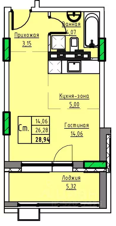 1-к кв. Алтайский край, Заринск 1-й мкр,  (28.94 м) - Фото 1