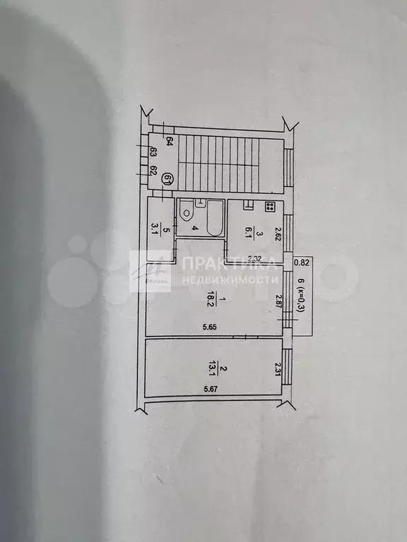 2-к. квартира, 43,6 м, 4/4 эт. - Фото 0