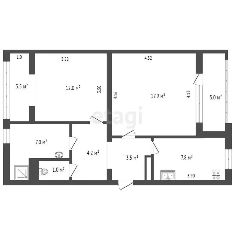2-комнатная квартира: Севастополь, улица Бориса Михайлова, 1 (50.3 м) - Фото 0