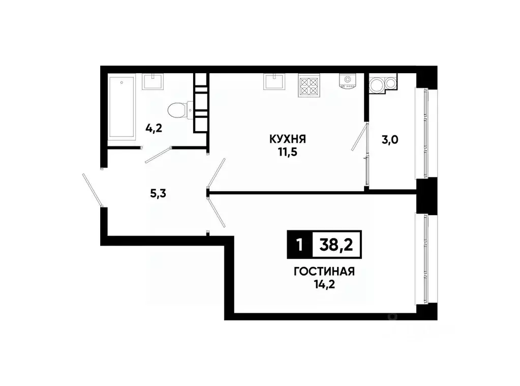1-к кв. Ставропольский край, Ставрополь ул. Андрея Голуба, 12к8 (38.2 ... - Фото 0