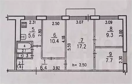 3-к. квартира, 61,6 м, 4/5 эт. - Фото 0