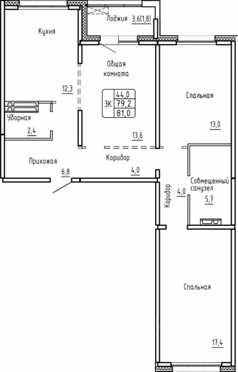 3-к кв. Новосибирская область, Новосибирск Самоцветы жилой комплекс ... - Фото 1