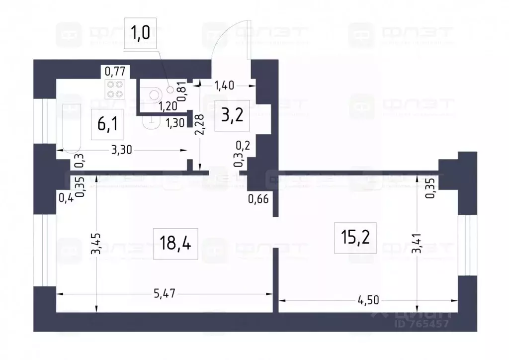 2-к кв. Татарстан, Казань Катановский пер., 2 (43.9 м) - Фото 2