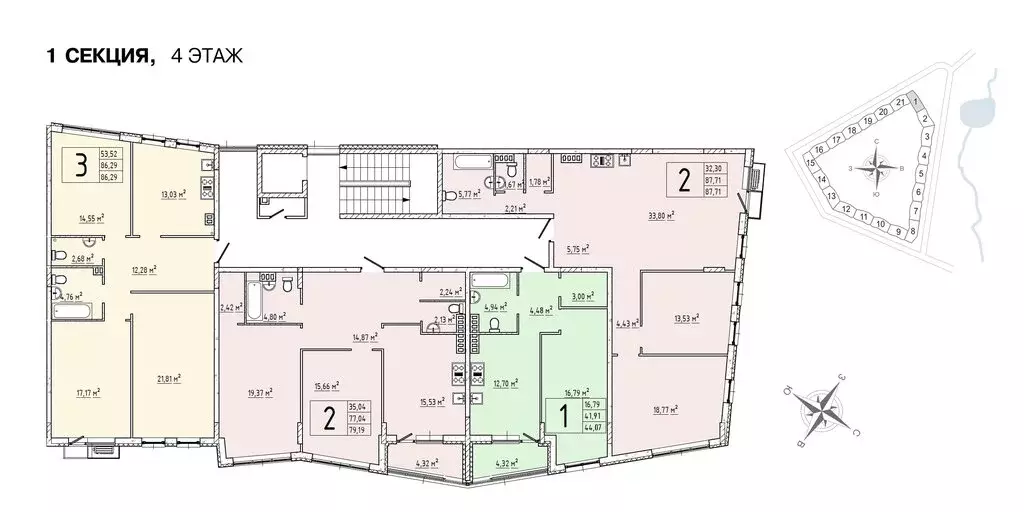 2-комнатная квартира: деревня Крюково, 6 (88.5 м) - Фото 1