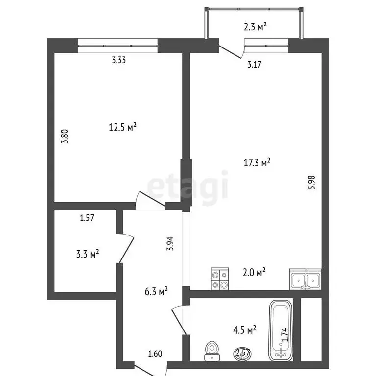 1-комнатная квартира: Омск, ЖК Кварталы Драверта (45.9 м) - Фото 1