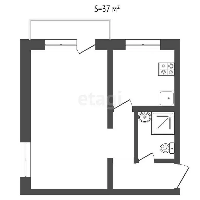 1-комнатная квартира: Ялуторовск, Северная улица, 94 (37 м) - Фото 1