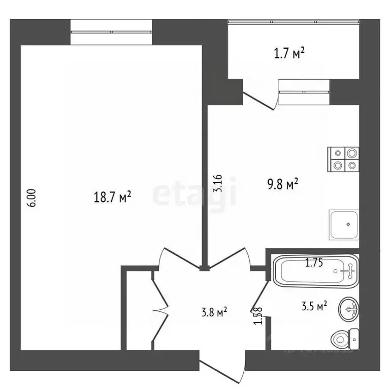 1-к кв. Крым, Евпатория городской округ, Заозерное пгт ул. Зеленая, 1 ... - Фото 2