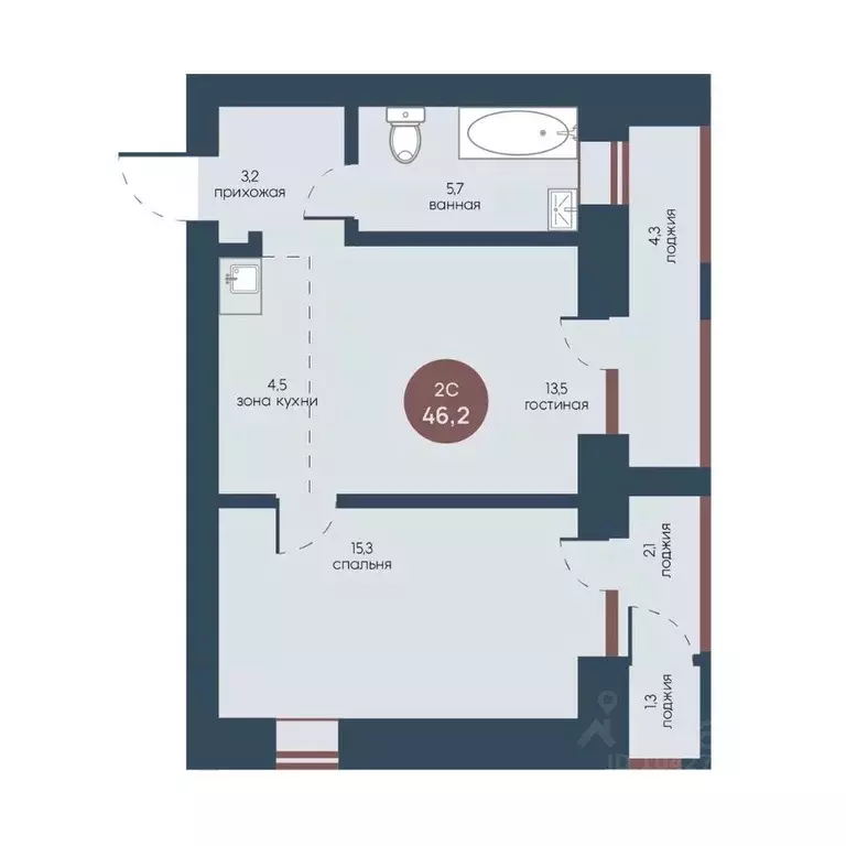 2-к кв. Томская область, Томск Телецентр мкр, ул. Белозерская, 10/1 ... - Фото 1