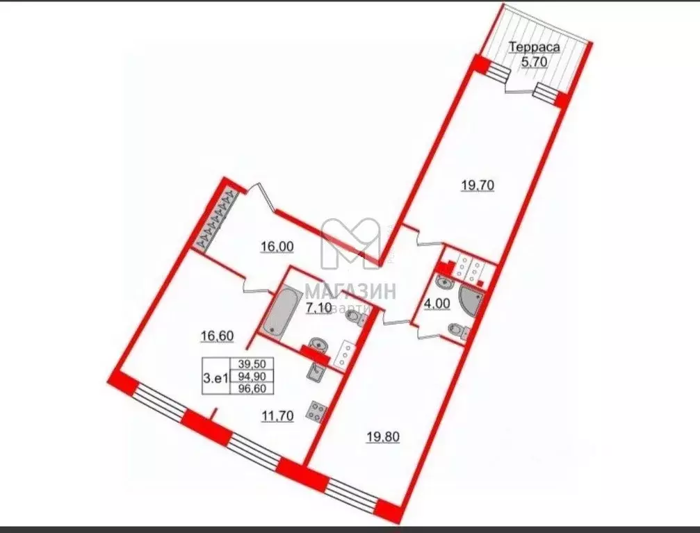 3-к кв. Санкт-Петербург Петровский просп., 28к1 (95.0 м) - Фото 1