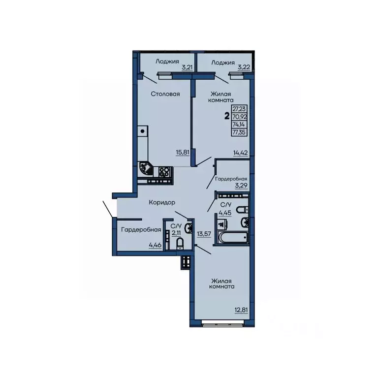 2-к кв. Свердловская область, Екатеринбург ул. Библиотечная, 38 (74.14 ... - Фото 1