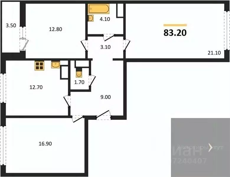 3-к кв. Воронежская область, Воронеж ул. Пескова, 8 (83.2 м) - Фото 0