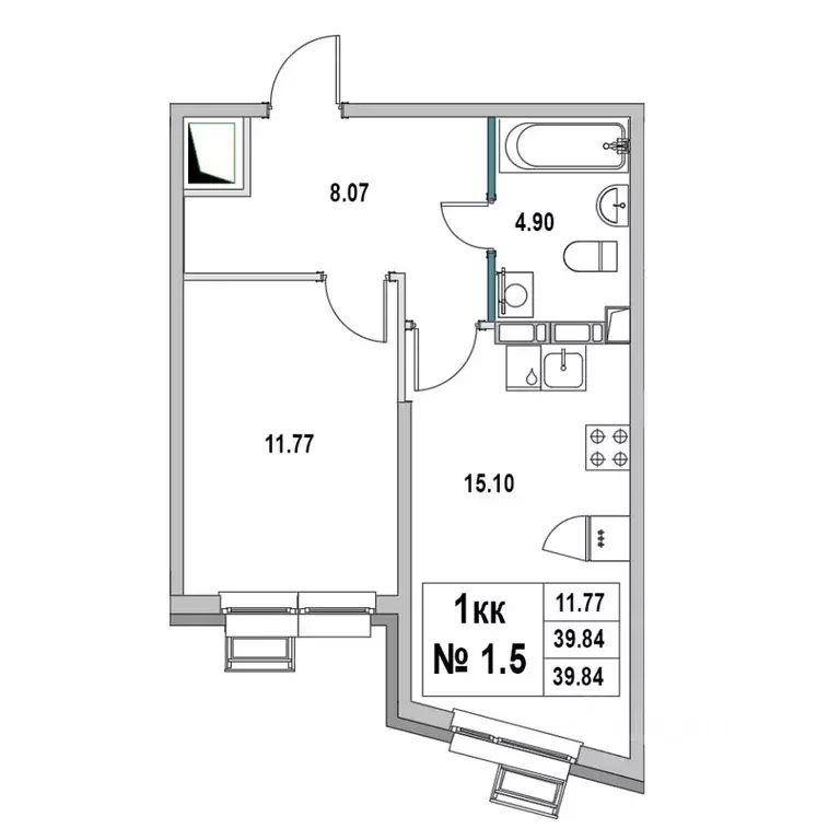 1-к кв. Ленинградская область, Выборг ул. 2-я Южная, 4 (39.84 м) - Фото 1