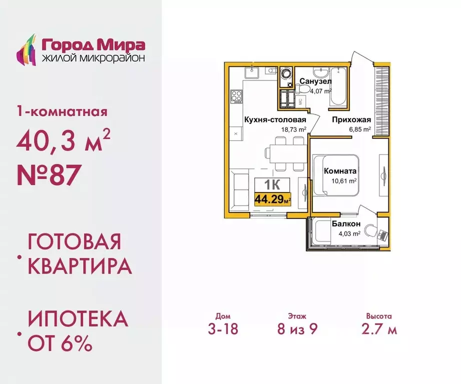 1-к кв. Крым, Симферополь ул. Батурина, 147 (40.3 м) - Фото 1