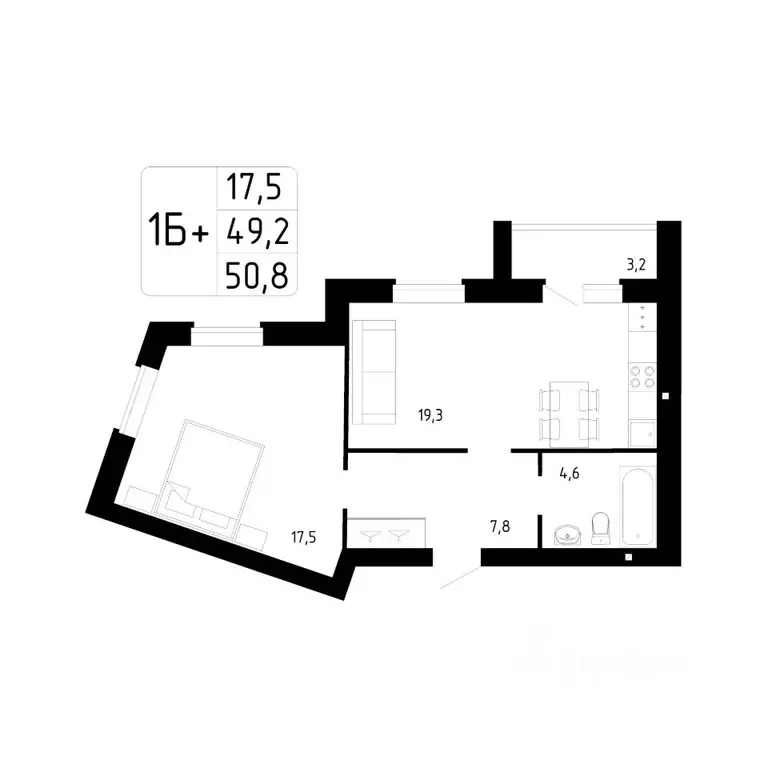 1-к кв. Башкортостан, Стерлитамак Магистральная ул., 78 (50.8 м) - Фото 1