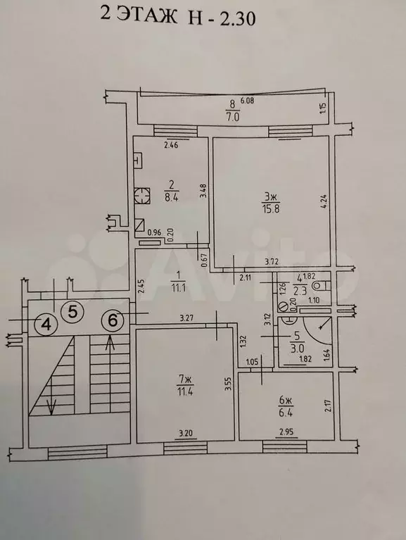 3-к. квартира, 65,4 м, 2/2 эт. - Фото 0