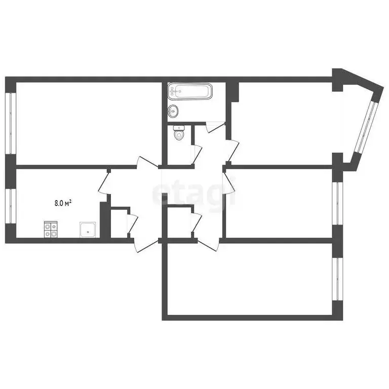 4-комнатная квартира: Вилючинск, Спортивная улица, 5 (75.8 м) - Фото 1