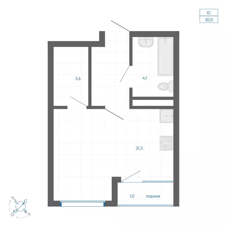 Квартира-студия: Екатеринбург, улица Вильгельма де Геннина, 59 (30 м) - Фото 1
