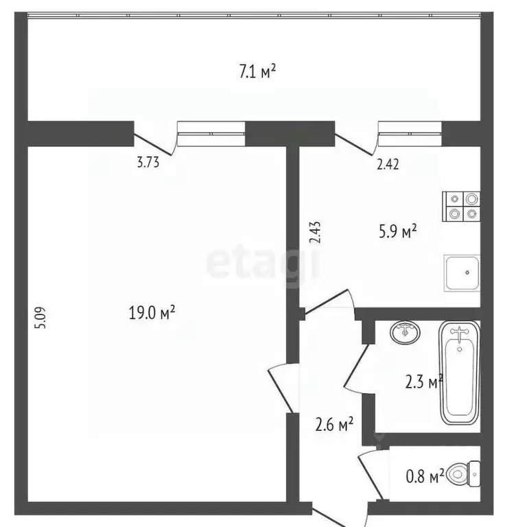 1-к кв. Тюменская область, Тюмень Олимпийская ул., 32 (30.6 м) - Фото 1