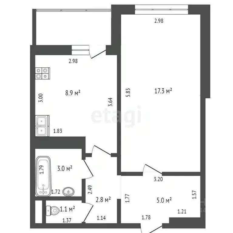 1-к кв. Тюменская область, Тюмень ул. Александра Протозанова, 10 (38.0 ... - Фото 1