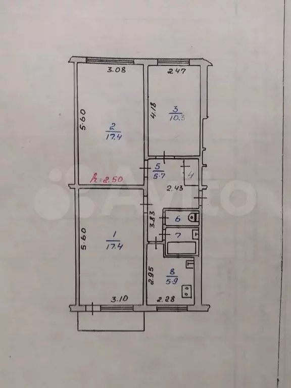 3-к. квартира, 60,8 м, 2/5 эт. - Фото 0