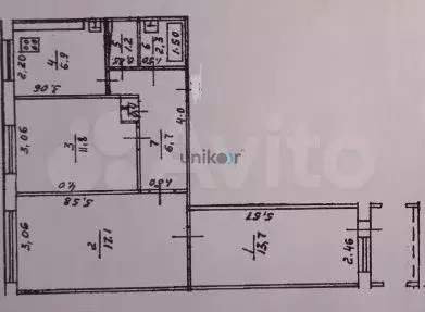 3-к. квартира, 61,9 м, 1/9 эт. - Фото 0