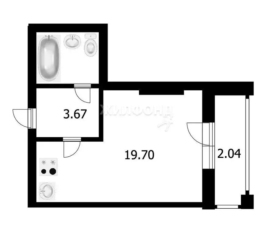 Квартира-студия: Обь, улица Калинина, 20 (26.7 м) - Фото 0