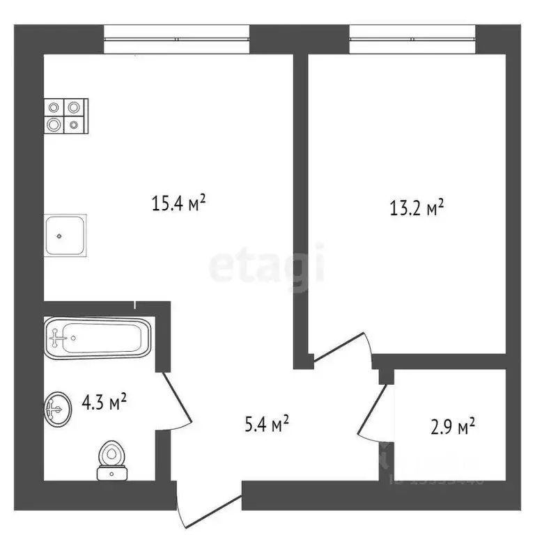 1-к кв. Тюменская область, Тюмень Кремлевская ул., 95 (41.2 м) - Фото 1