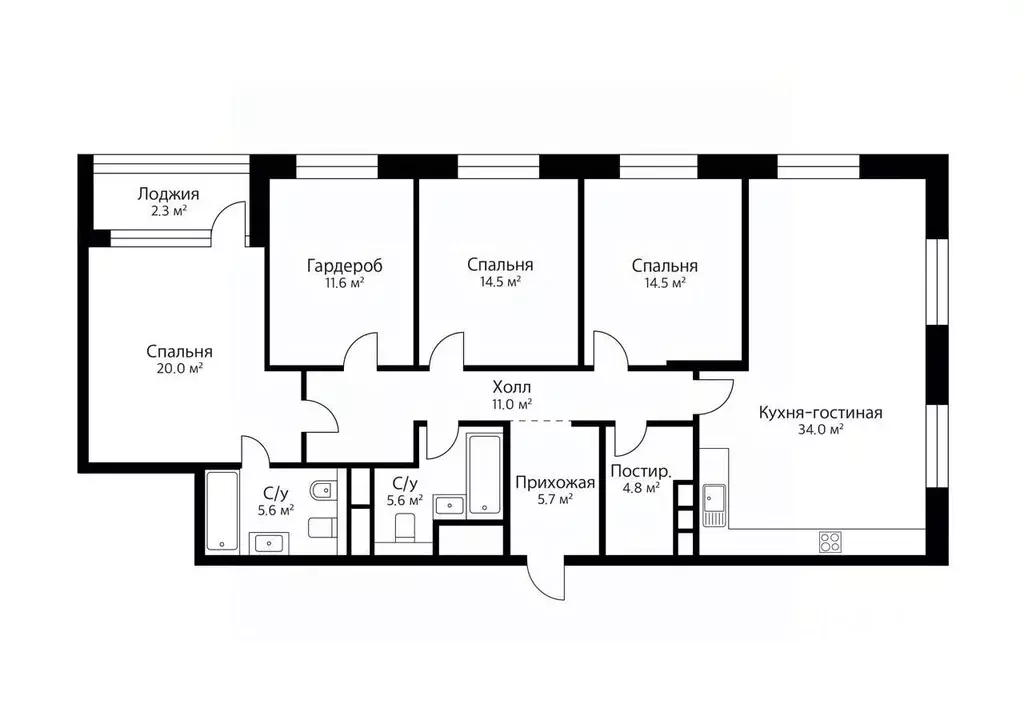4-к кв. Москва Новоалексеевская ул., 16К5 (129.6 м) - Фото 2
