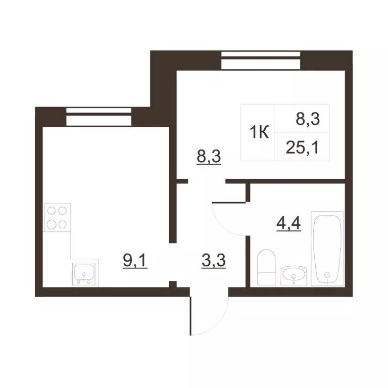 1-к кв. Ленинградская область, Волхов Волховский просп., 53 (25.1 м) - Фото 1