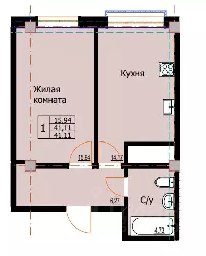 1-к кв. Ставропольский край, Ессентуки  (41.11 м) - Фото 0